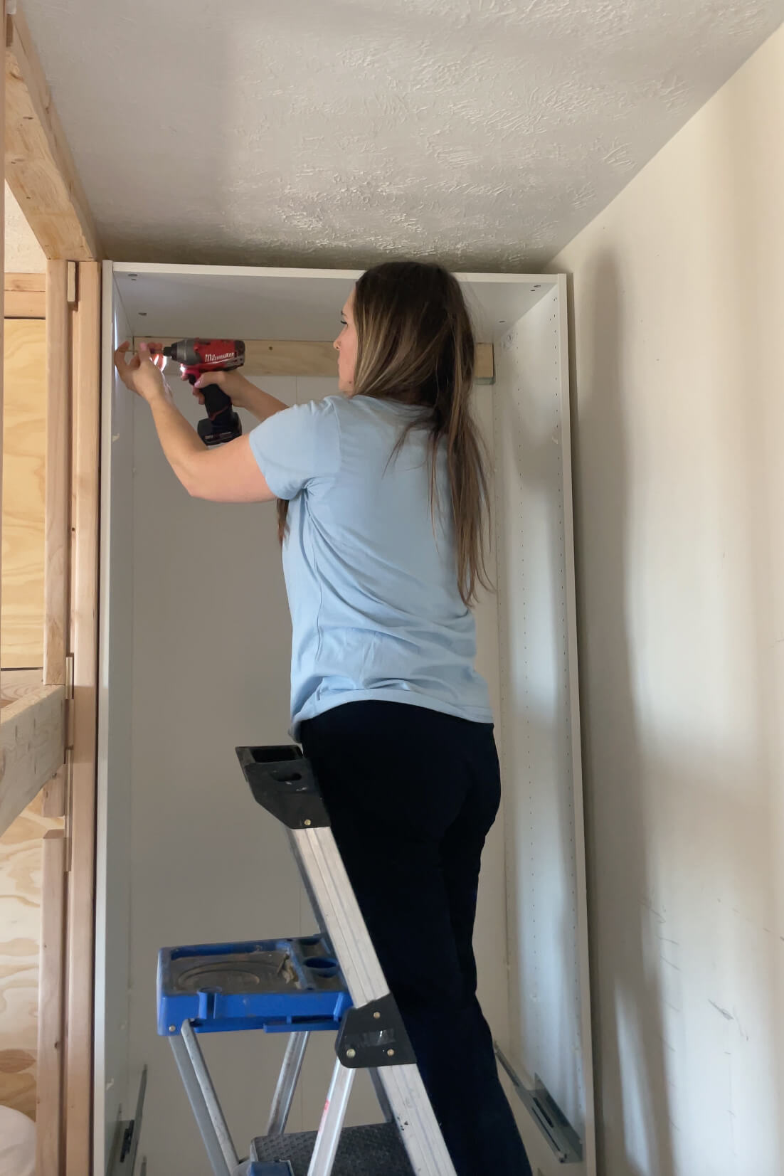 Attaching IKEA Pax units to a built-in DIY bunk bed. 